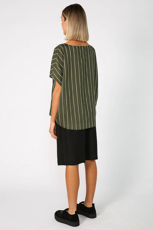 orbis top / khaki|white stripe
