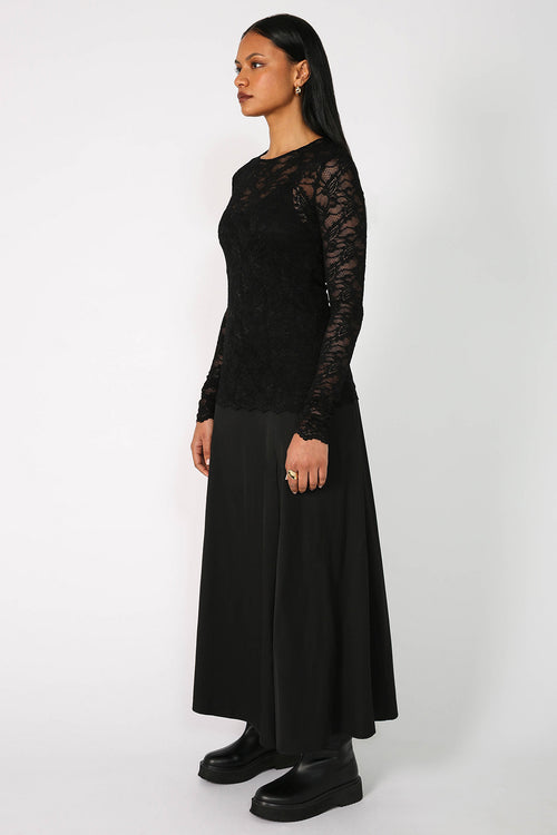 lace crew skin / black