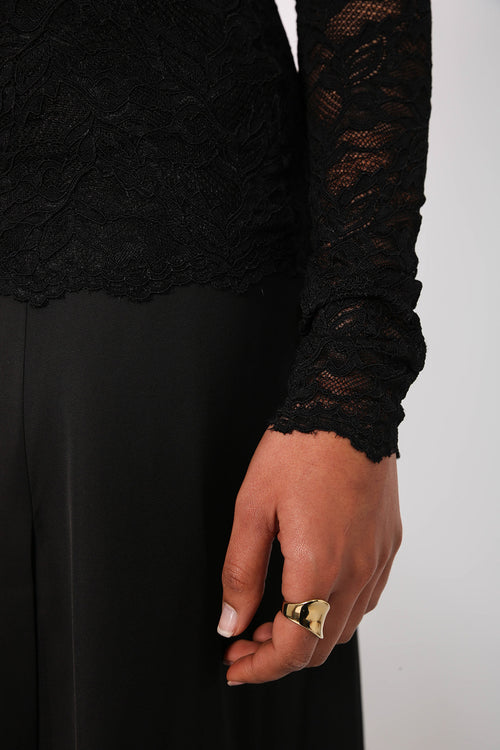 lace crew skin / black