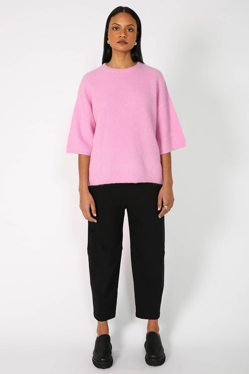 scanner ribbed tee sweater / candy floss pink