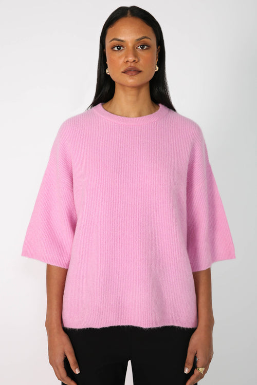 scanner ribbed tee sweater / candy floss pink