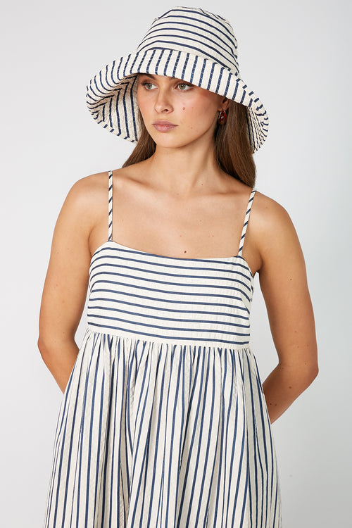 lyrical dress / ivory|navy stripe
