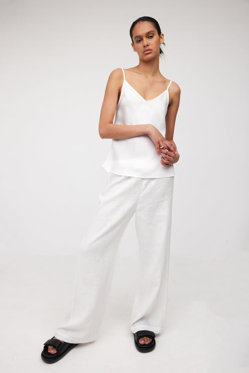 coached pant / white linen