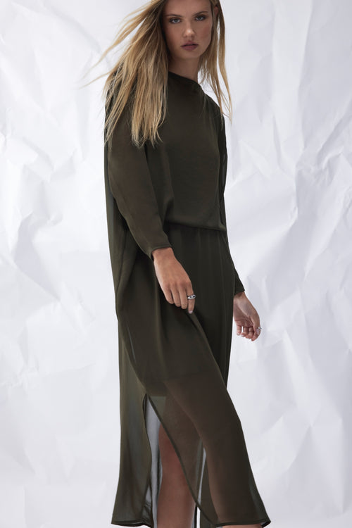 traverse dress / bark olive