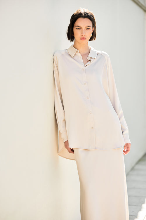 frame bias skirt / pearl natural
