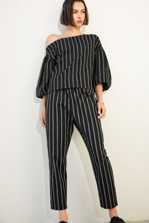dessa pant / black|natural stripe