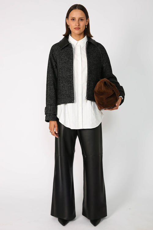 chore crop jacket / black|grey