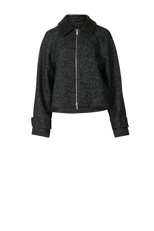chore crop jacket / black|grey