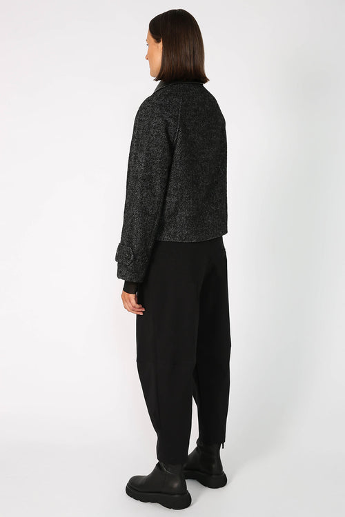 chore crop jacket / black|grey