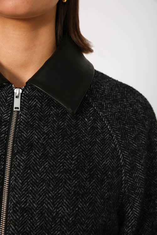 chore crop jacket / black|grey