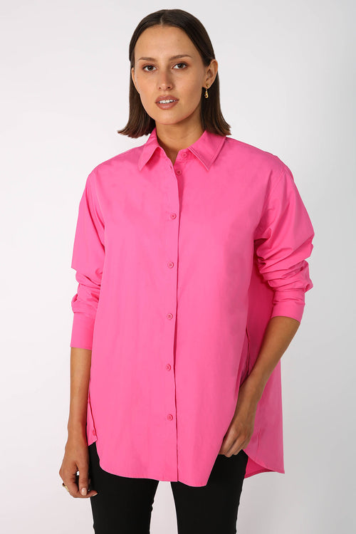 unbutton shirt / candy pink
