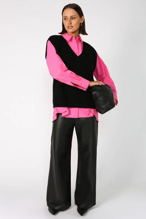 unbutton shirt / candy pink
