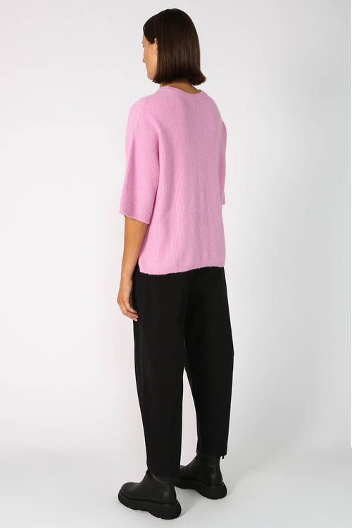 scanner ribbed tee sweater / candy floss pink
