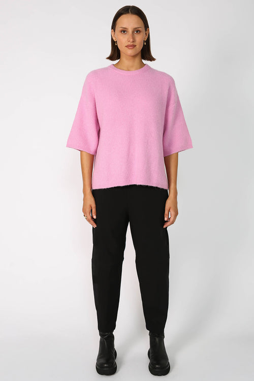scanner ribbed tee sweater / candy floss pink
