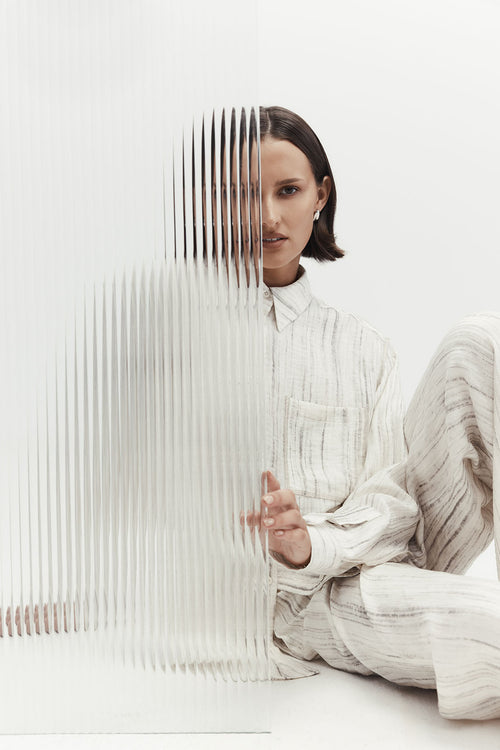 ranging contrast pant / ivory marle