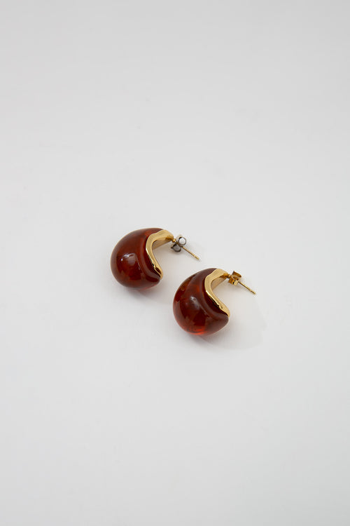amber dome earring / amber|gold