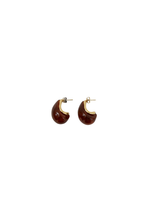 amber dome earring / amber|gold