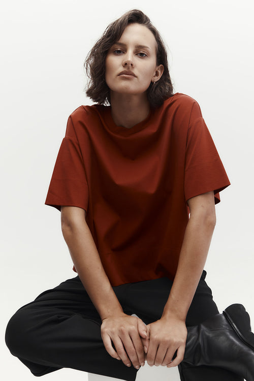 boxed tee / burnt ochre