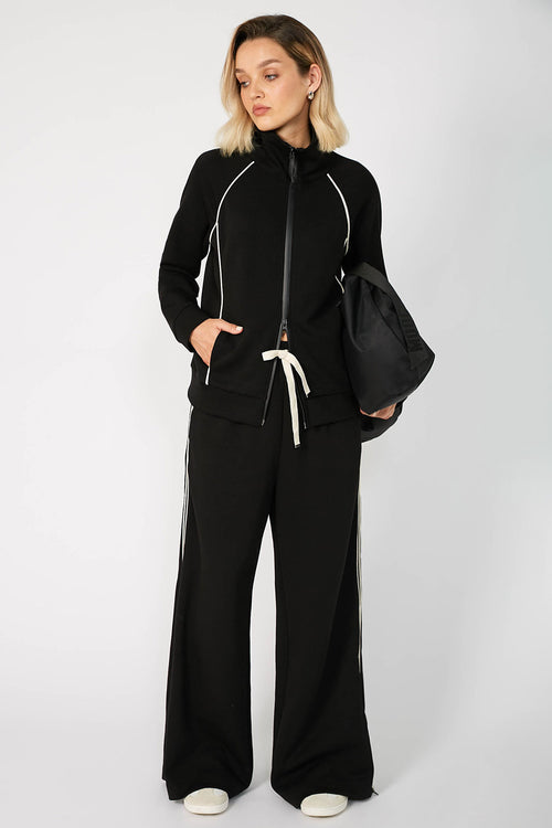 contrasted track jacket / black|ecru