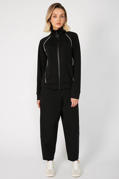 contrasted track jacket / black|ecru