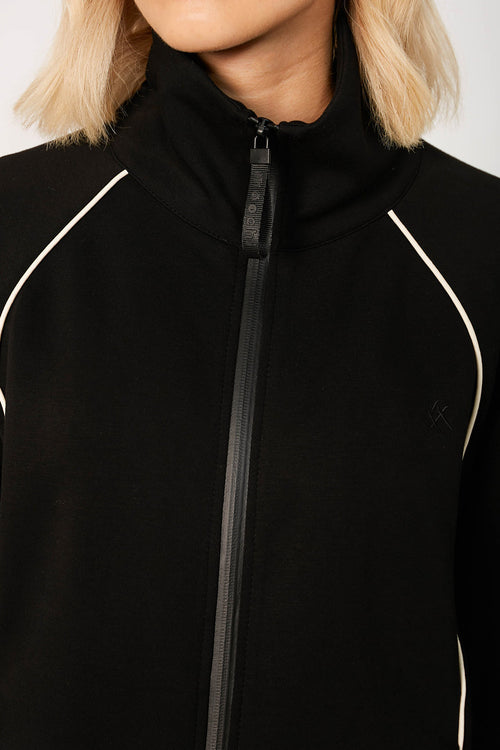 contrasted track jacket / black|ecru