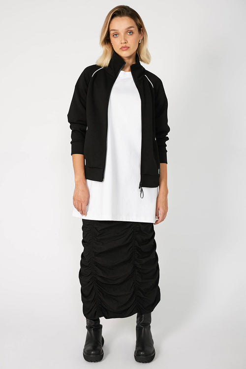 contrasted track jacket / black|ecru