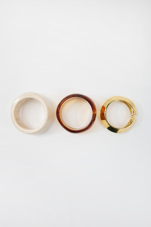 dome bangle stack / amber|marble|gold