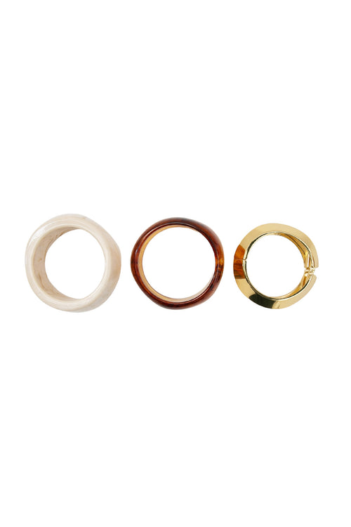 dome bangle stack / amber|marble|gold