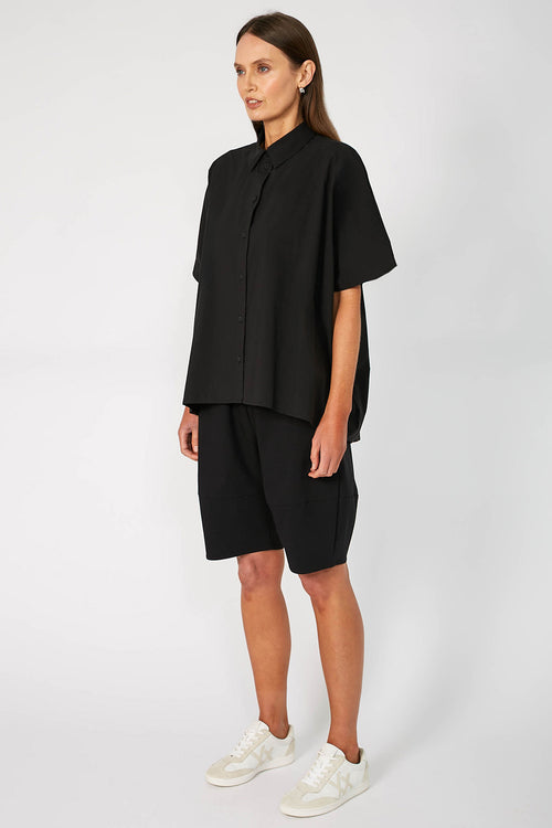 shirr shirt / black