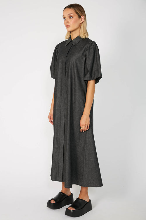 adhere midi dress / washed black