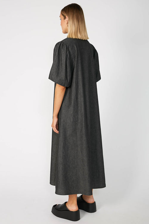 adhere midi dress / washed black