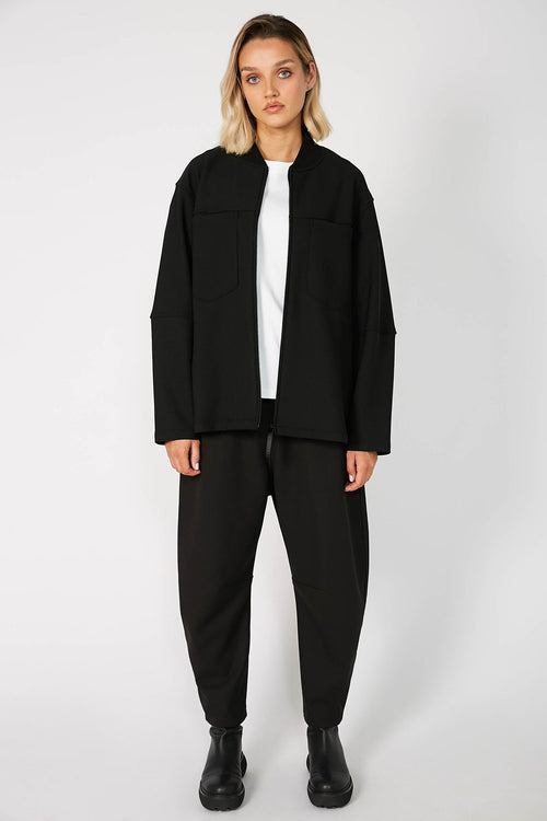 alloy bomber shacket / black