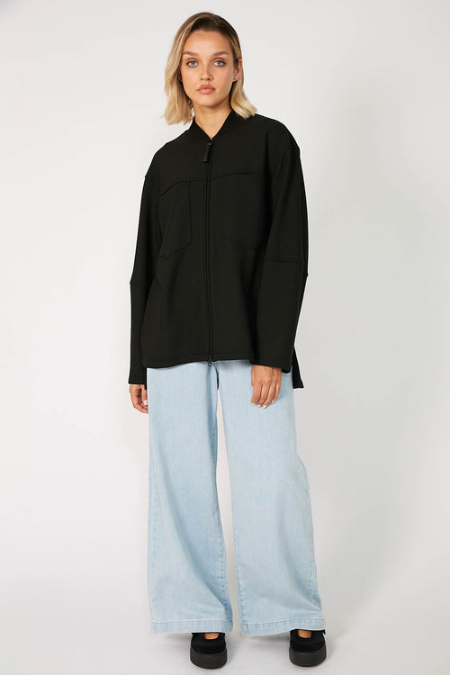 alloy bomber shacket / black