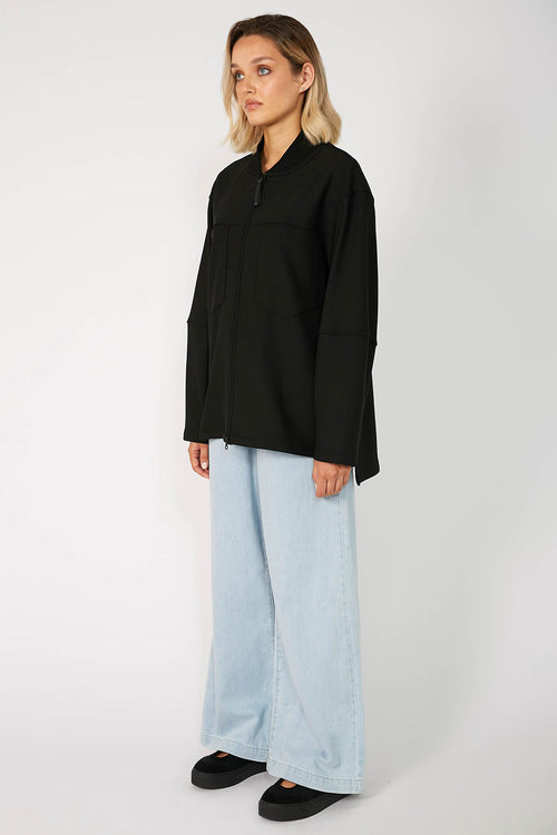 alloy bomber shacket / black