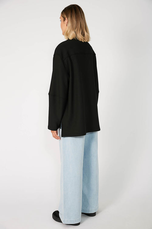 alloy bomber shacket / black