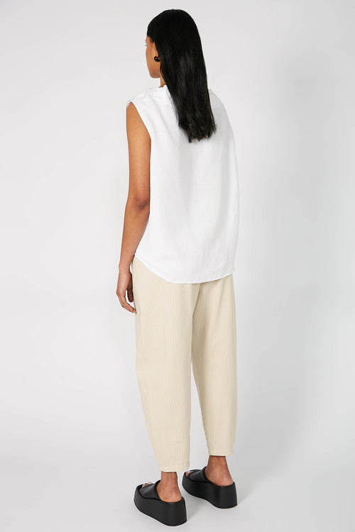 barrel pant / beige|white stripe