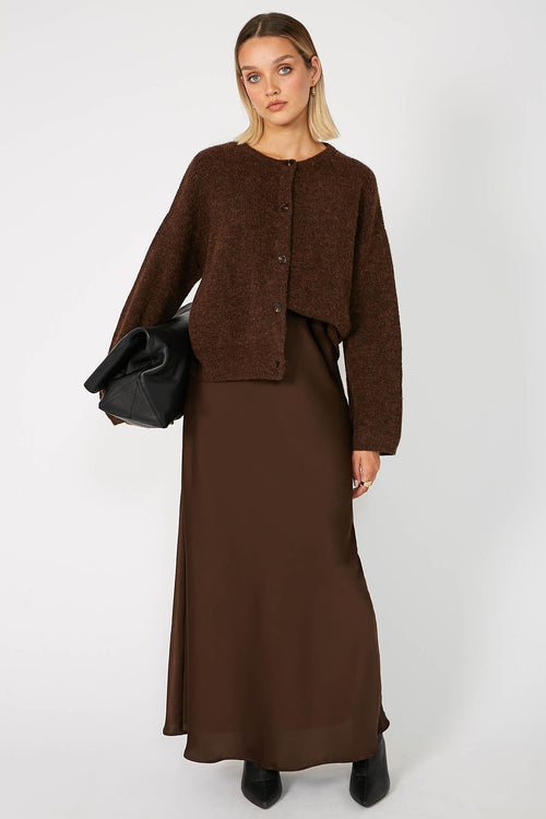 column bias maxi skirt / chocolate brown