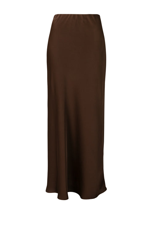 column bias maxi skirt / chocolate brown