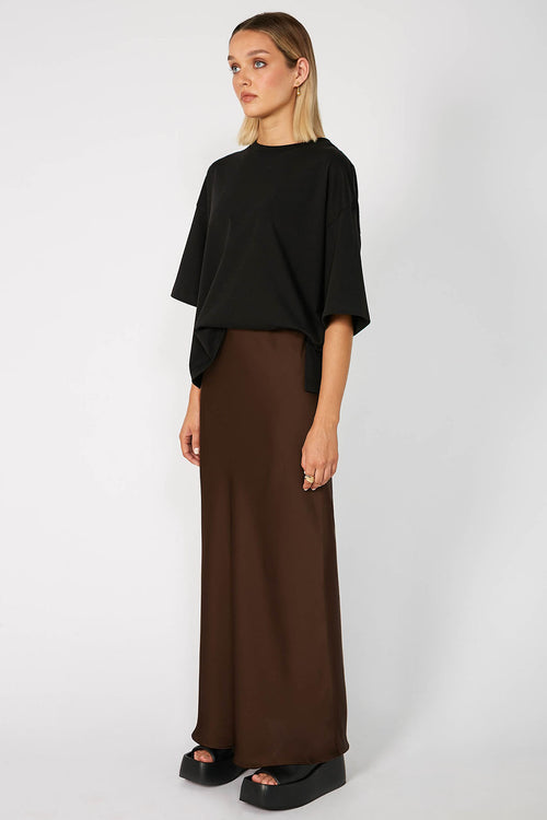 column bias maxi skirt / chocolate brown