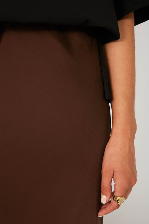 column bias maxi skirt / chocolate brown