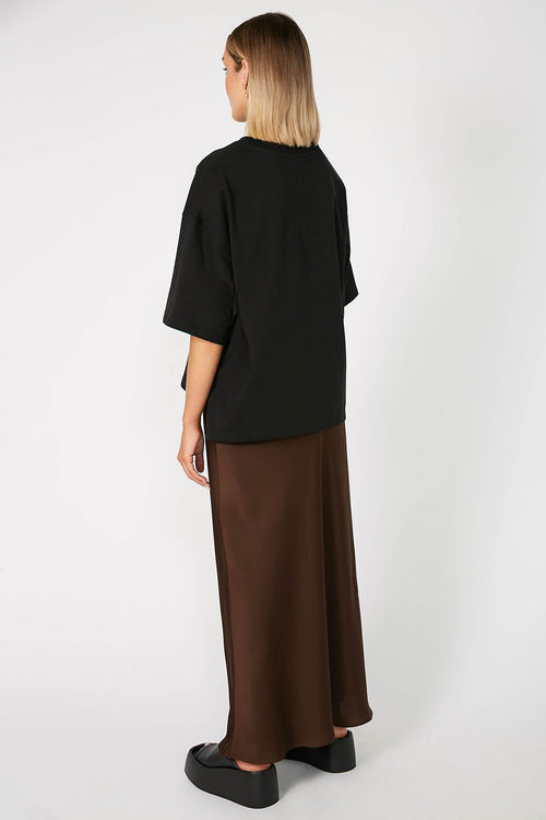 column bias maxi skirt / chocolate brown