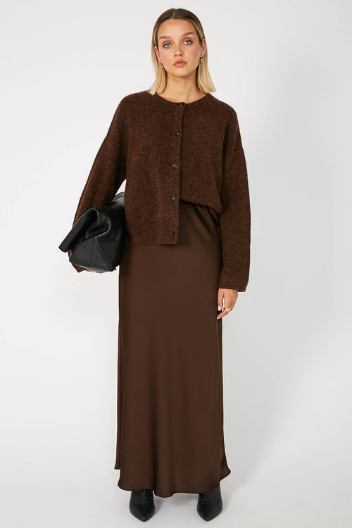 column bias maxi skirt / chocolate brown