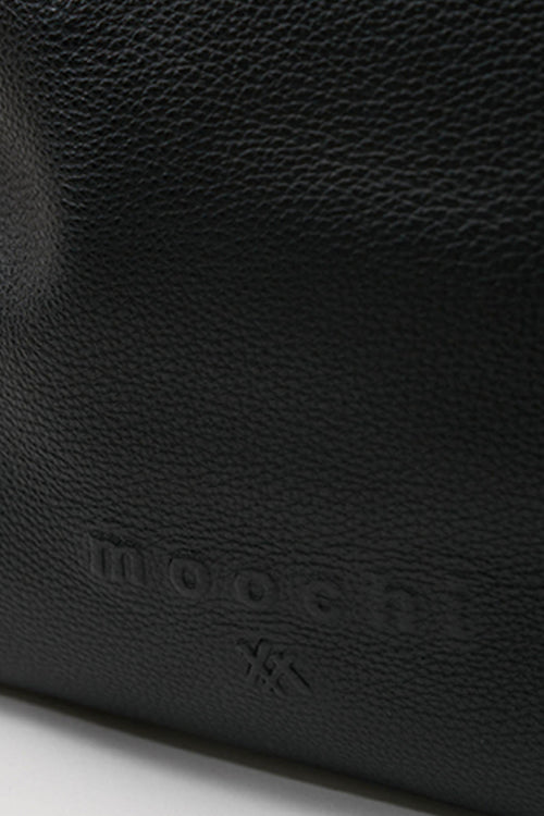 fold leather tote / black