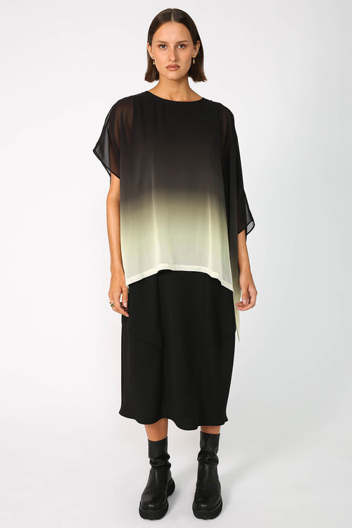 helmed cape / ombre citron