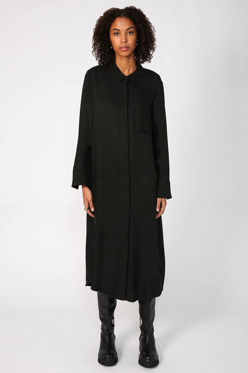 line shirt dress / black