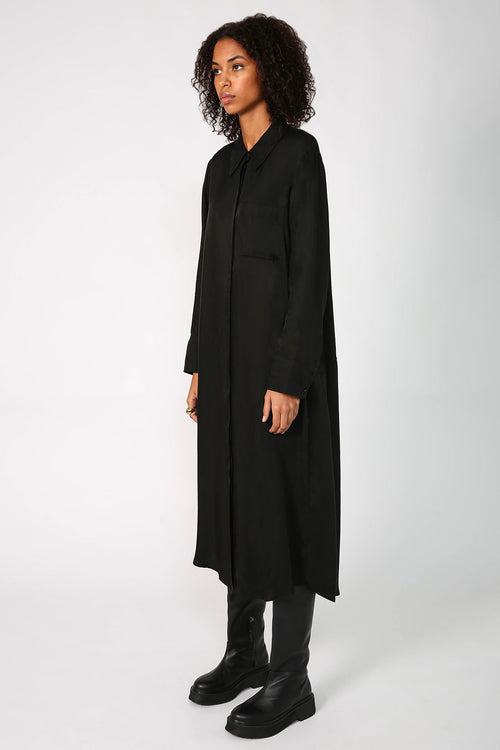 line shirt dress / black