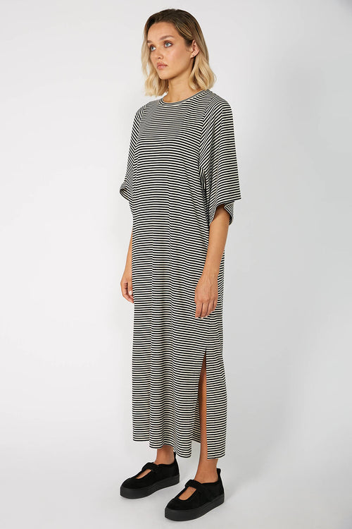 still maxi dress / black|natural stripe
