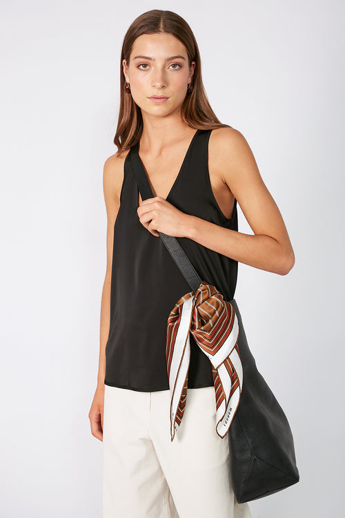 stripe moochi scarf / brown|white red stripe