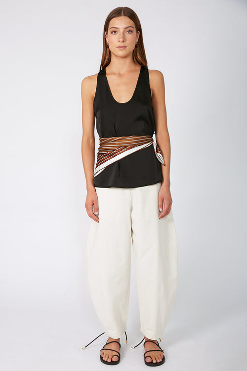 stripe moochi scarf / brown|white red stripe
