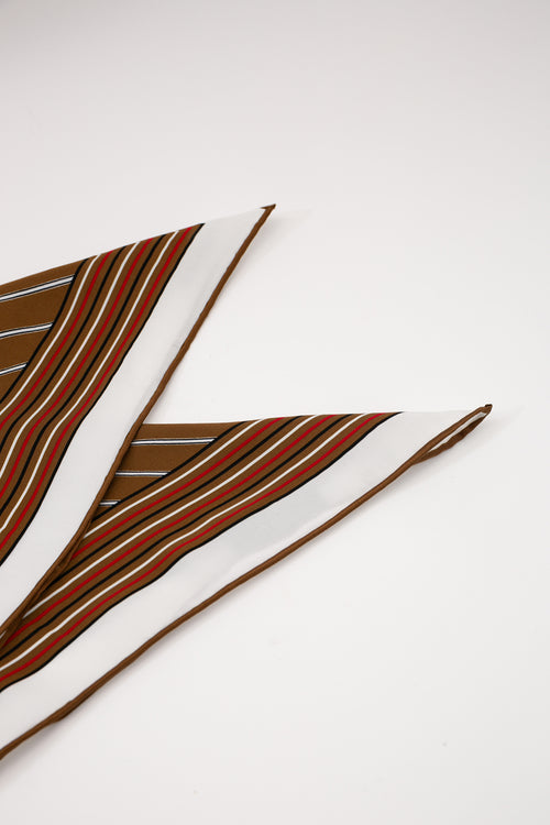 stripe moochi scarf / brown|white red stripe